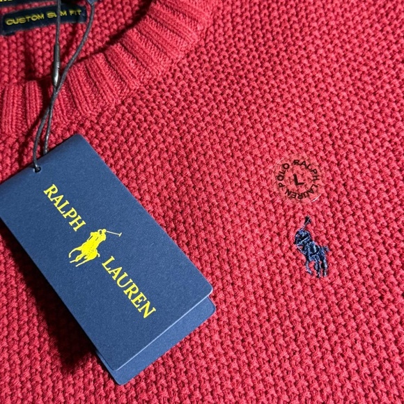 NWT Polo Ralph Lauren Men's Cotton Knit Crewneck Sweater Red Large - Picture 8 of 13